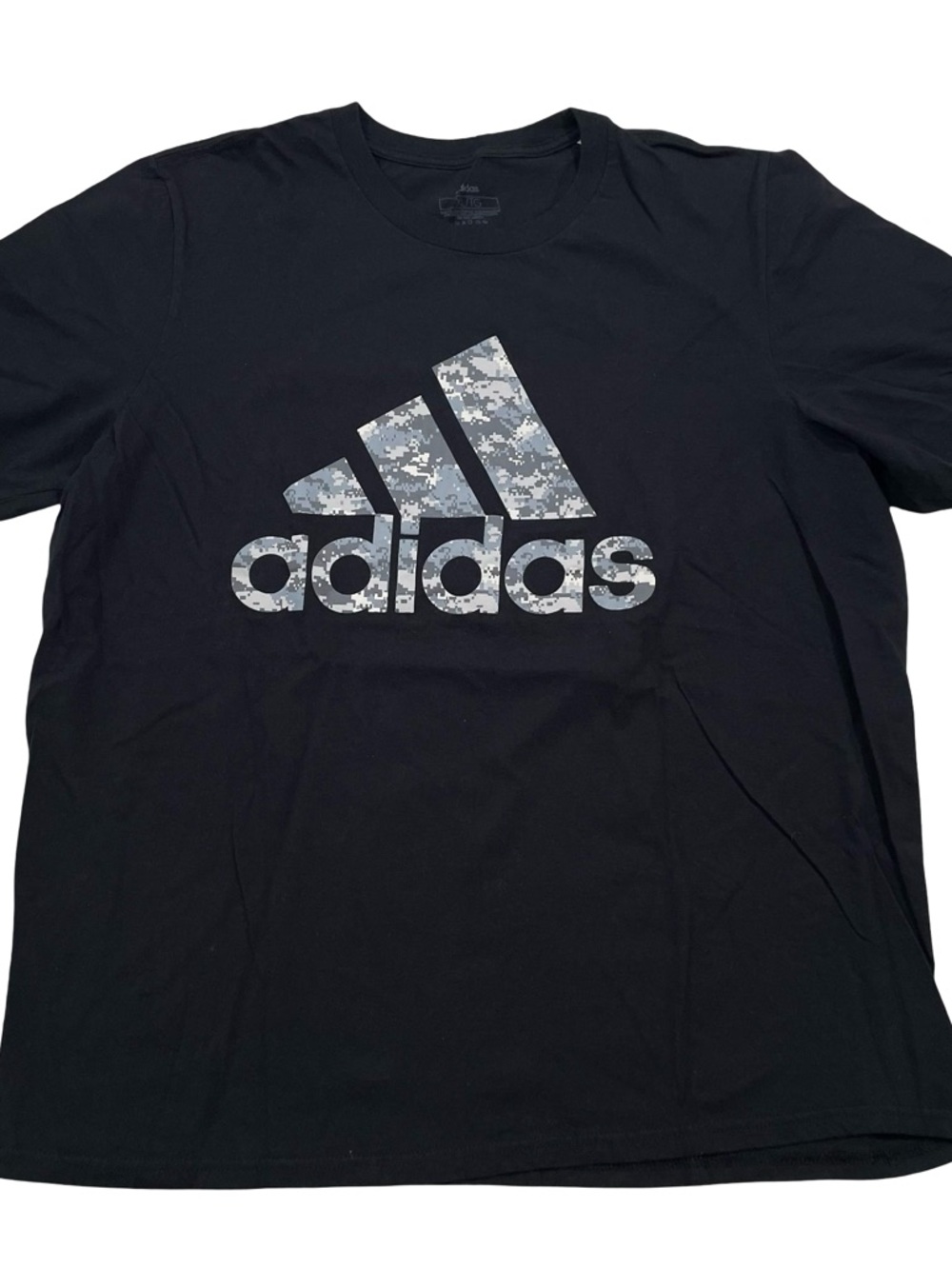 Adidas Digital Camo Badge of Sport Graphic Size XL Black Tee (Retail $30)